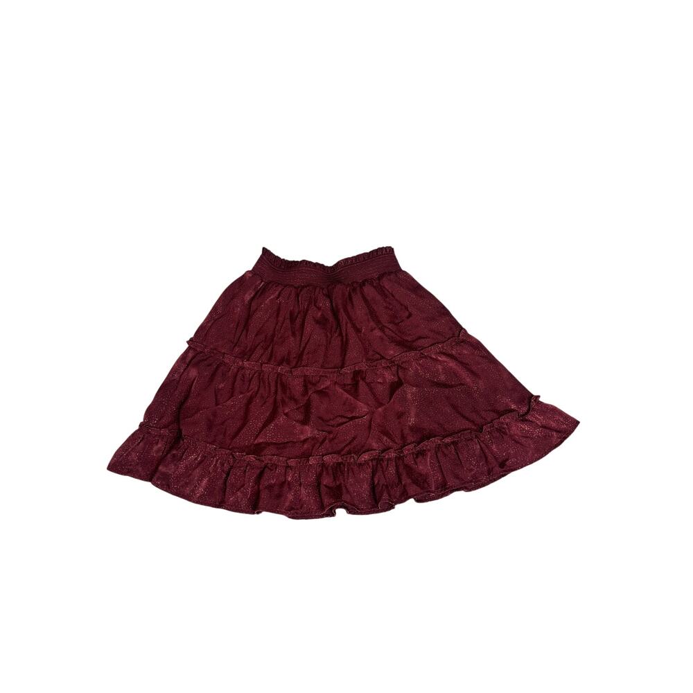 Blue Pepper Burgundy Glitter Ruffle Skirt
